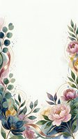 Elegant watercolor floral border with pink peonies, navy blooms, and gold accents on white background, perfect for wedding invitations and cards.