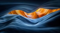 Abstract flowing waves in blue and orange colors creating dynamic motion background for modern design projects and digital art presentations.
