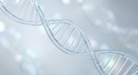 DNA double helix structure with glowing effects on soft background for genetic research, biotechnology and medical science applications.