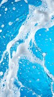 Abstract blue and white marble texture with bubbles and foam creating dynamic fluid art pattern for modern design backgrounds.