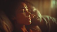 Young African American woman in profile with warm golden lighting creating intimate romantic atmosphere for lifestyle photography.