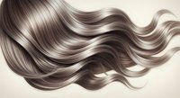 Flowing wavy hair strands with glossy highlights and smooth texture against neutral background, suitable for beauty, haircare, and salon marketing materials.