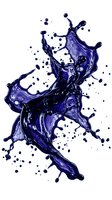 Dynamic purple liquid splash with droplets isolated on white background for creative design projects and artistic compositions.