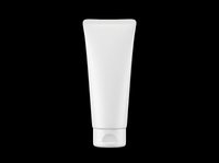 White cosmetic tube mockup isolated on transparent background, ready for branding, print on demand, stickers, T-shirt design, and product packaging clipart use.