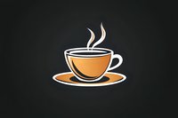 Steaming coffee cup icon with orange gradient fill and white outline on dark background, minimalist design style for cafe and restaurant branding.