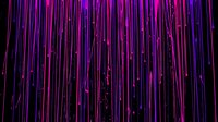 Abstract neon purple and pink vertical light streaks with glowing particles on black background for digital art and futuristic design projects.