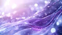 Magical purple waves with glowing particles and bokeh lights on blurred background create dreamy ethereal atmosphere for fantasy designs and decorative projects.