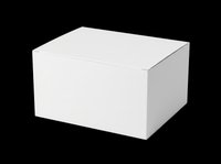 White blank cardboard box isolated on transparent background, ready for branding mockups, packaging design, stickers, print on demand, and T-shirt clipart use.