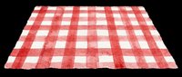 Red and white checkered picnic tablecloth watercolor clipart, isolated on transparent background, ready for T-shirts, stickers, print on demand, and sublimation designs.