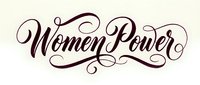 Women Power stylized text with decorative flourishes and swirls on isolated white background, ready for design projects, apparel printing, and graphic applications.
