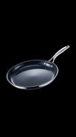 Nonstick frying pan with steel handle isolated on transparent background, ready for kitchen, cookware, and print on demand design use.