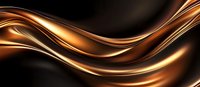 Luxurious flowing copper and gold waves create dynamic movement against dark background, abstract metallic design with smooth glossy curves and light reflections.