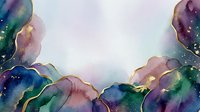 Watercolor abstract background with flowing ink washes in jewel tones, gold accents, and ethereal bokeh effects. Suitable for wallpapers, presentations, and design projects.