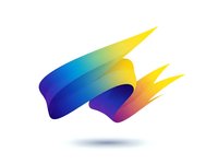 Abstract colorful gradient shapes with dynamic motion effect on white background for modern digital design and branding projects.