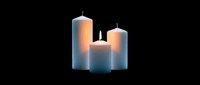 Trio of gradient candles with glowing flames isolated on transparent background, ready for t-shirt designs, clipart, stickers, print-on-demand products and sublimation projects.