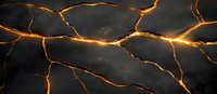 Dark stone texture with glowing golden cracks forming abstract pattern on black marble surface. Luxury kintsugi art concept for interior design background.