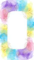 Watercolor rainbow frame with floral elements and white space for text, spring design template for invitations, cards and creative projects.
