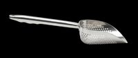Stainless steel kitchen strainer with long handle, isolated on transparent background. Ready for design use on t-shirts, clipart, print-on-demand products, stickers, and sublimation projects.