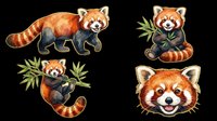 Red panda illustrations isolated on transparent background, ready for t-shirt designs, stickers, clipart, sublimation and print-on-demand products.