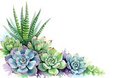 Watercolor succulent arrangement with echeveria and haworthia plants in pastel green and blue tones, isolated on white background for botanical design projects.