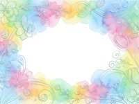 Colorful watercolor frame with floral elements and swirls on white background for spring design projects and creative layouts.