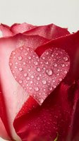 Pink rose petal shaped as a heart covered with water drops, macro shot, romantic floral concept for Valentine's Day and love greeting cards.