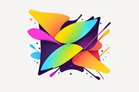 Abstract butterfly shape in vibrant gradient colors with dynamic splashes and fluid forms on light background, modern artistic composition for creative projects.