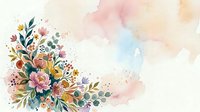 Watercolor floral arrangement with pink, yellow, and purple blooms on soft pastel background, isolated design element for invitations, greeting cards, and decorative projects.