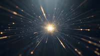 Bright starburst explosion with glowing light rays and particles radiating from center point against dark background, creating dynamic motion effect.