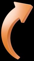 Curved orange arrow pointing upper right, isolated on transparent background. Ready for t-shirt design, clipart, stickers, print-on-demand products, and sublimation projects.
