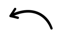 Curved black arrow pointing left on white background isolated for graphic design and presentation use.