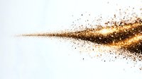 Brown and golden glowing particles trail with light effect on white background, dynamic motion of scattered dust and sparkles for design projects.