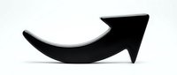 Black curved arrow pointing right on white background isolated for graphic design presentations business concepts direction navigation symbols.
