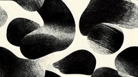 Abstract black ink brush strokes on cream background creating organic shapes with textured edges and varying opacity for modern graphic design projects.