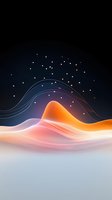 Abstract waves in orange and pink tones with flowing lines and glowing particles against dark background create dreamy, futuristic landscape composition.
