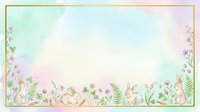 Watercolor floral border with delicate wildflowers, ferns, and botanical elements on soft pastel background. Isolated design element for invitations, cards, and stationery projects.