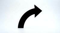 Black curved arrow pointing right on white background isolated for graphic design and presentation use.