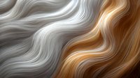 Flowing abstract waves in silver gray and golden brown colors create dynamic curved lines against dark background, suitable for luxury design projects.