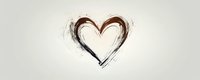 Expressive black brush stroke heart on light background, grunge style artistic element with rough edges and dynamic paint texture. Romantic minimal design.