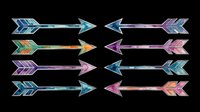 Colorful decorative arrows with feather patterns and gradient textures isolated on transparent background, ready for t-shirt designs, clipart, stickers, sublimation, and print-on-demand projects.