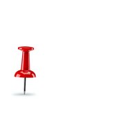 Red push pin thumbtack isolated on white background for office supplies and bulletin board organization projects.