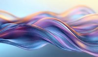 Flowing abstract waves in vibrant purple, blue, and pink hues create dynamic motion against soft gradient background, suitable for modern business presentations.