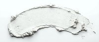 Curved white powder stroke isolated on white background, ready for design use on packaging, cosmetics, skincare products, and marketing materials.