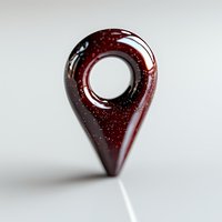 Dark red glittery location pin marker icon on light background with soft shadow, modern minimalist design for maps and navigation applications.