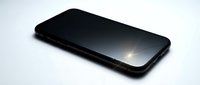 Black smartphone with blank screen on white background, suitable for app mockups and tech presentations.