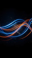 Abstract glowing blue and orange energy waves flowing through dark starry space creating dynamic light trails for digital backgrounds and modern designs.