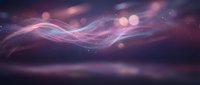 Abstract flowing waves with purple pink gradient and bokeh lights creating dreamy cosmic atmosphere for digital backgrounds and presentations.