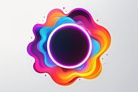 Vibrant multicolored wavy circular frame with glowing neon ring effect on light background, featuring gradient layers of purple, orange, red and blue tones.