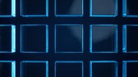 Futuristic blue glowing cube grid pattern with neon edges on dark background for technology and sci-fi design projects.
