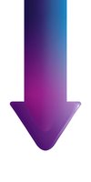 Gradient purple and blue downward pointing arrow with glossy finish on white background, isolated design element for digital and print materials.